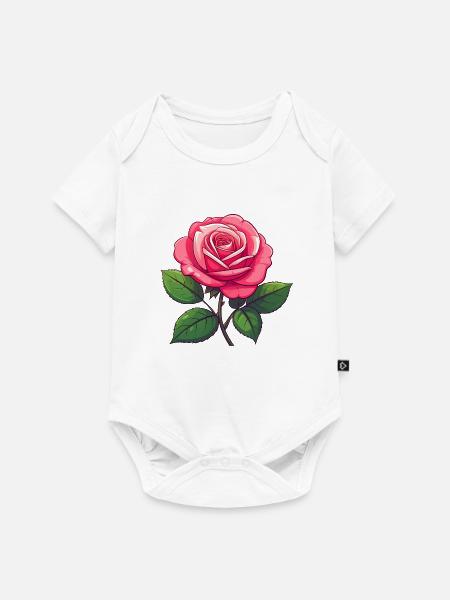 Rosa Rose - Baby Premium Kurzarmbody - Weiß