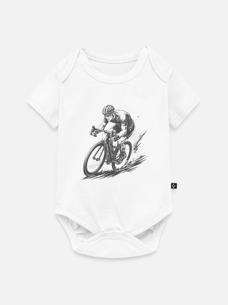 Rennradprofi im Comic-Ink Stil - Baby Premium Kurzarmbody - Weiß