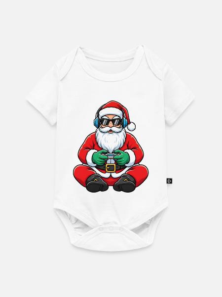 Gamer Weihnachtsmann Spielt Videospiel-Controller - Baby Premium Kurzarmbody - Weiß