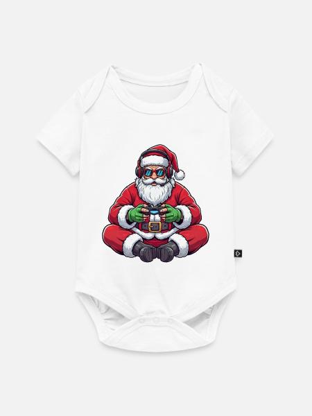 Gamer Weihnachtsmann Spielt Videospiel-Controller - Baby Premium Kurzarmbody - Weiß