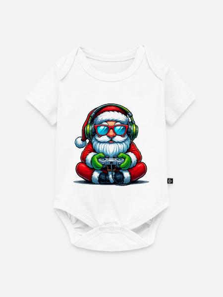 Gamer Weihnachtsmann Spielt Videospiel-Controller - Baby Premium Kurzarmbody - Weiß
