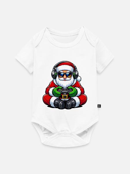 Gamer Weihnachtsmann Spielt Videospiel-Controller - Baby Premium Kurzarmbody - Weiß