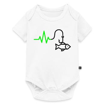 ECG Heart Rate Fish Hook Outline - Baby Premium short-sleeve bodysuit - white - Front