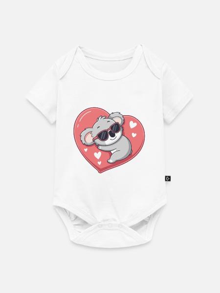 Solar-Koala auf Pink Heart - Baby Premium Kurzarmbody - Weiß