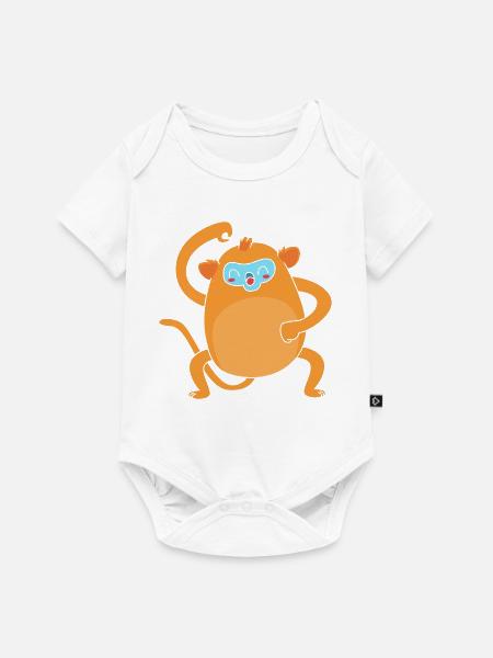 Stupsnasenaffe Affe Schimpanse - Baby Premium Kurzarmbody - Weiß