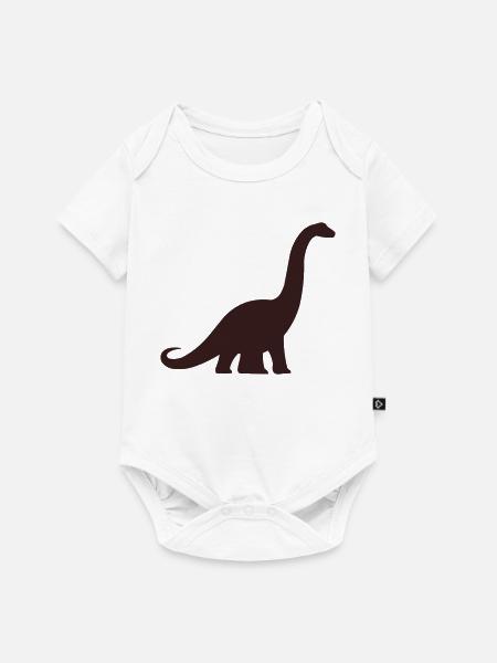 Dino Silhouette Brontosaurus - Baby Premium Kurzarmbody - Weiß