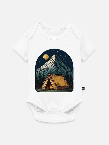 Mondnacht am Bergzelt - Baby Premium Kurzarmbody - Weiß