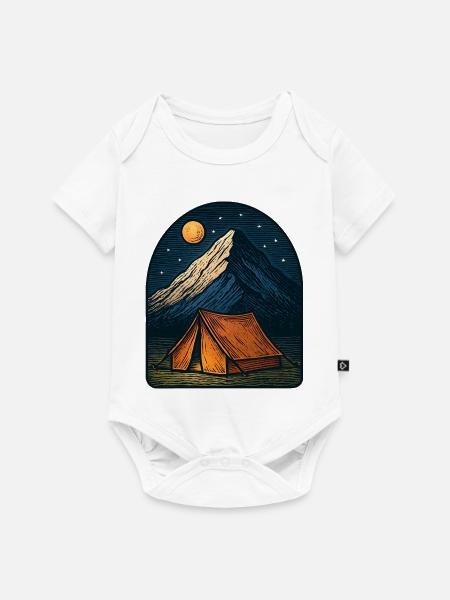 Bergnacht Zeltcamp - Baby Premium Kurzarmbody - Weiß