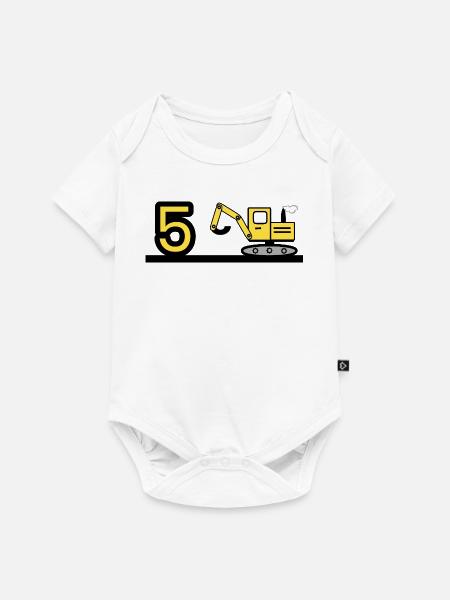 Bagger - Baby Premium Kurzarmbody - Weiß