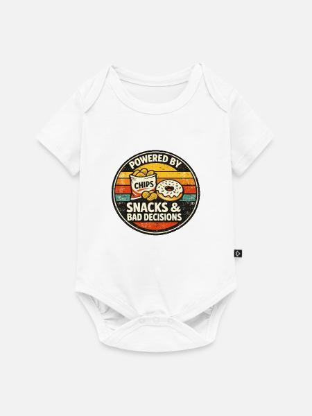 Powered by Chips – Snacks & Bad Decisions - Baby Premium Kurzarmbody - Weiß