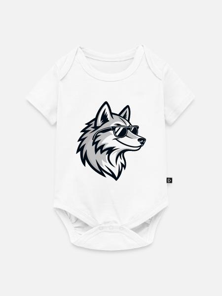 Grafischer Wolf mit Brille - Baby Premium Kurzarmbody - Weiß