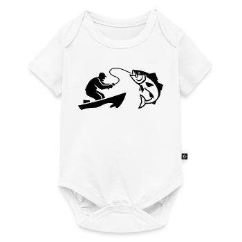 Angler Boat Fish Silhouette - Baby Premium short-sleeve bodysuit - white - Front