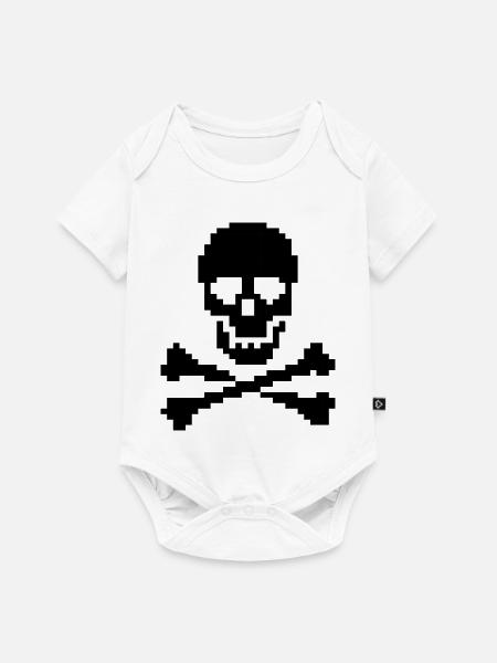 Pixel Skull Crossbones T-Shirt - Baby Premium Kurzarmbody - Weiß