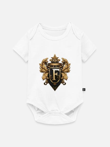 F Buchstabe Name Krone - Baby Premium Kurzarmbody - Weiß