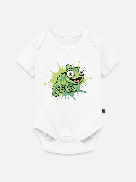 Fröhlicher Chamäleon Spritzer - Baby Premium Kurzarmbody - Weiß
