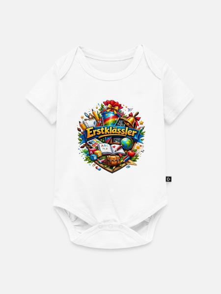 Erstklässler Lernwelt Logo - Baby Premium Kurzarmbody - Weiß