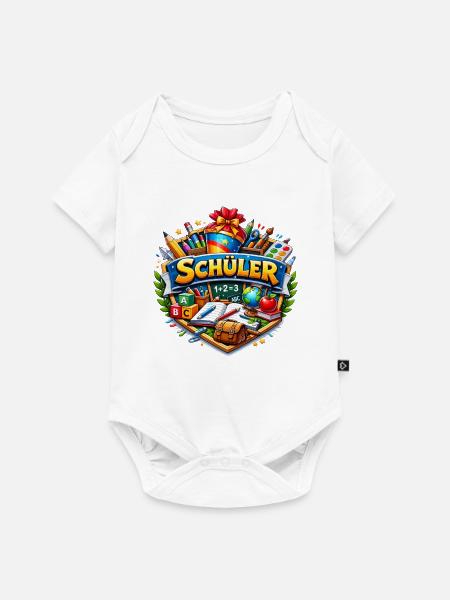 Schüler Lernwelt Sticker Design - Baby Premium Kurzarmbody - Weiß