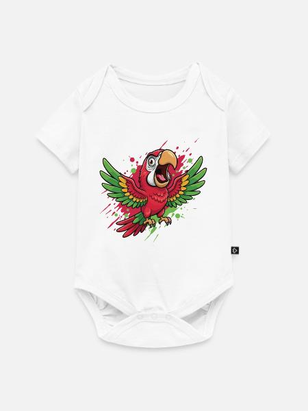 Vibranter Papagei Farbsplash - Baby Premium Kurzarmbody - Weiß