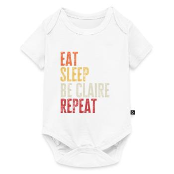 Mange, dors Be Claire, répète le nom rétro - Body à manches courtes Premium Bébé - blanc - Devant