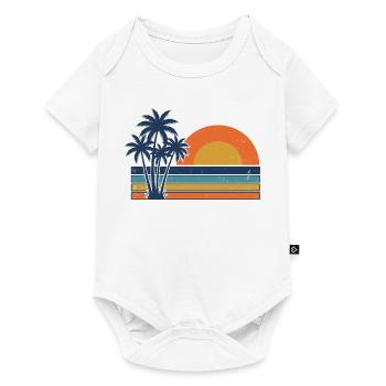 Retro Sunset Palm Trees Summer Beach - Baby Premium short-sleeve bodysuit - white - Front