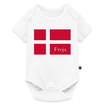 Freja auf dänischer Flagge - Baby Premium Kurzarmbody - Weiß - Vorne