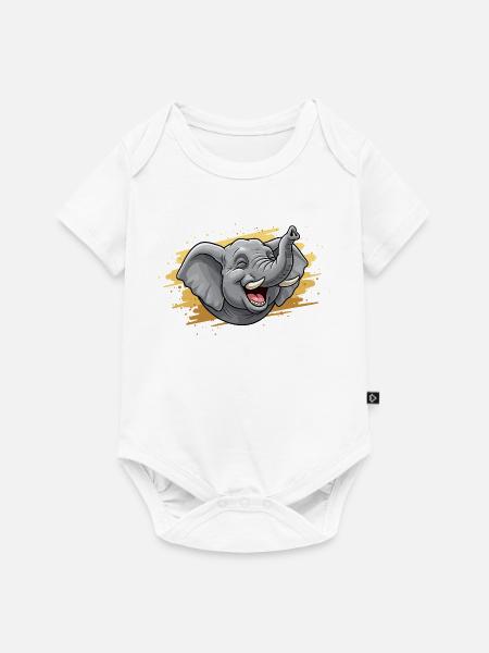 Lachender Elefantenkopf Comic - Baby Premium Kurzarmbody - Weiß