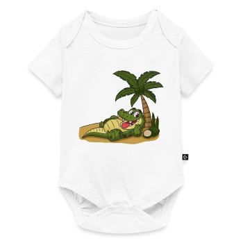 Crocodile on the palm beach - Baby Premium short-sleeve bodysuit - white - Front