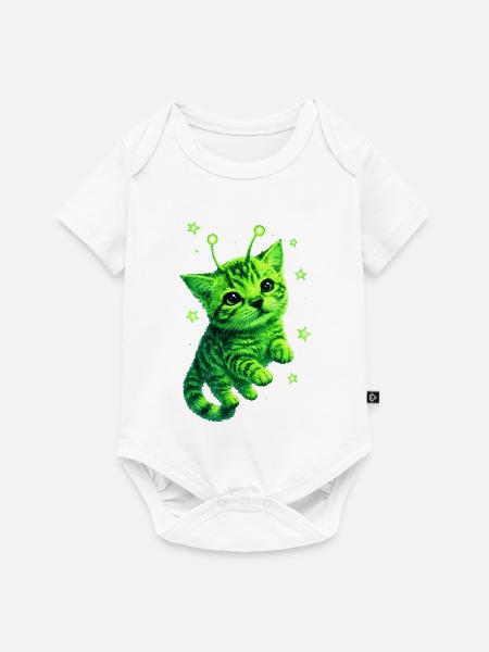 Alien Cat - Baby Premium Kurzarmbody - Weiß