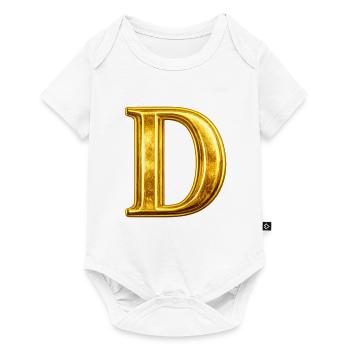 Monogramme en D Or - Body à manches courtes Premium Bébé - blanc - Devant