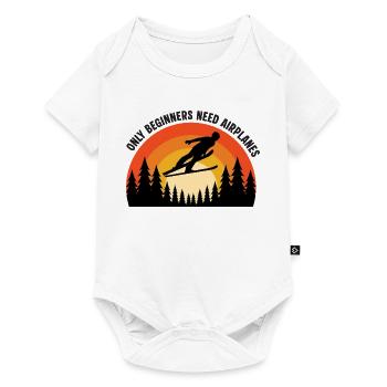 Retro Skispringer im Sonnenuntergang - Baby Premium Kurzarmbody - Weiß - Vorne