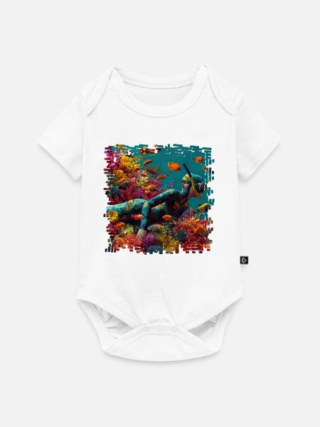 Korallenriff Taucher Panorama - Baby Premium Kurzarmbody - Weiß