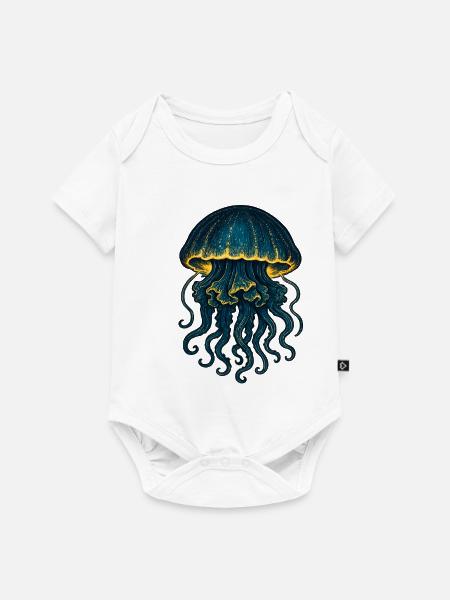 Leuchtende Tiefseequalle Galaxis - Baby Premium Kurzarmbody - Weiß