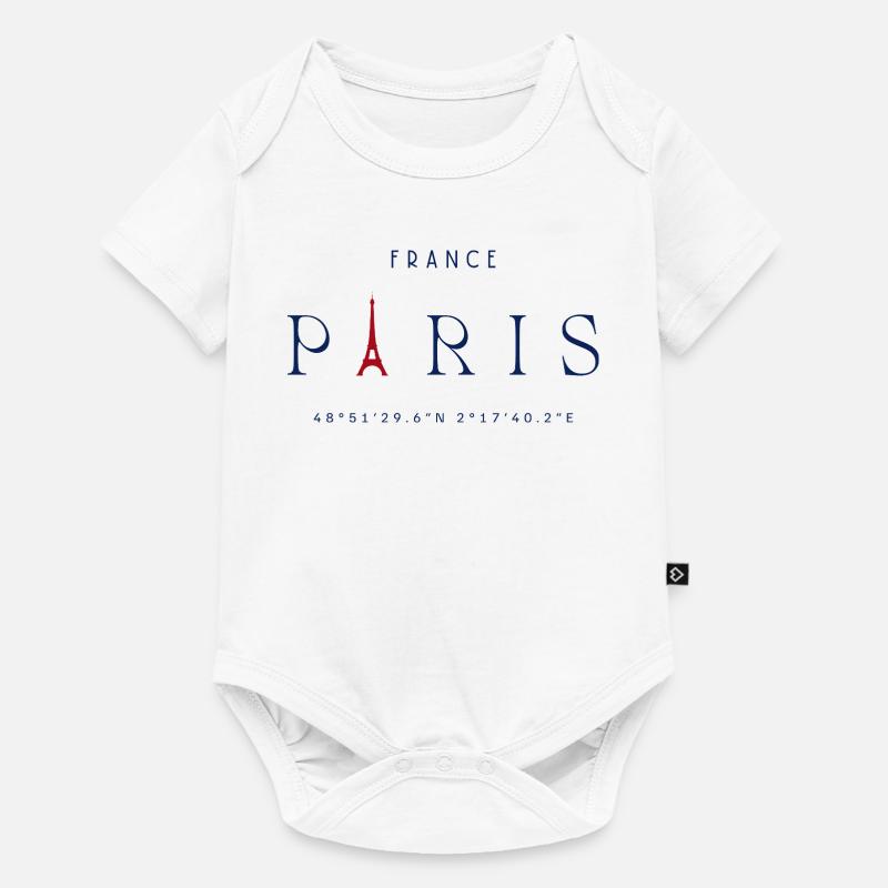Paris Bleu Tour Eiffel Rouge - Body à manches courtes Premium Bébé - blanc