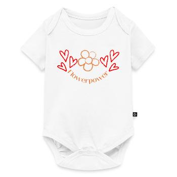 Personalisierbares Blume und Herz Motive, - Baby Premium Kurzarmbody - Weiß - Vorne