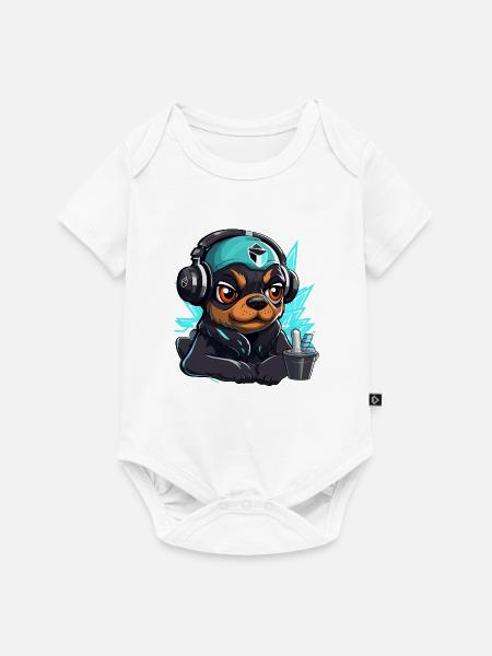 TechDog Neon Kopfhörer-Motiv - Baby Premium Kurzarmbody - Weiß