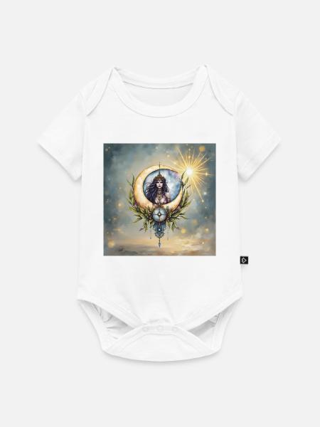 Mondgöttin im Blumenhalbmond - Baby Premium Kurzarmbody - Weiß