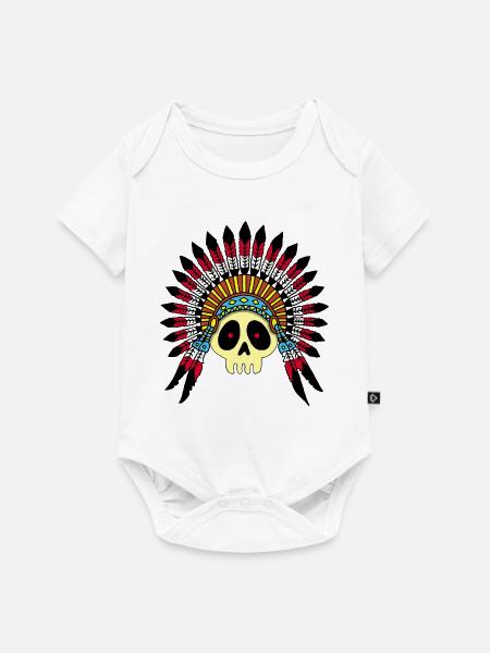 Indian Chief Skull (Farbe) - Baby Premium Kurzarmbody - Weiß