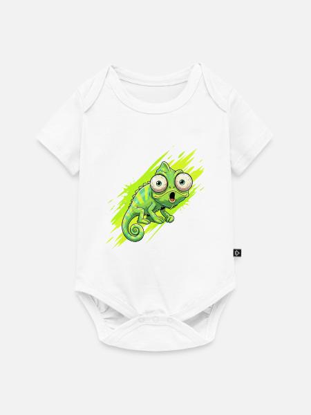 Neon Chamäleon Spritzer - Baby Premium Kurzarmbody - Weiß