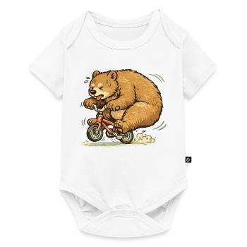 Bear on bicycle frenzy - Baby Premium short-sleeve bodysuit - white - Front