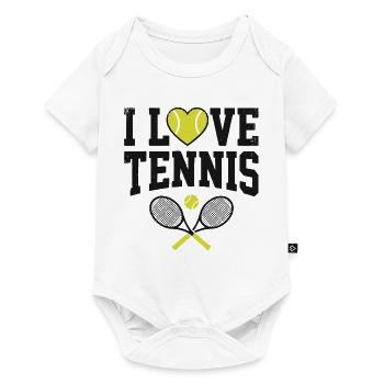 T-shirt de tennis, t-shirt j’adore le tennis, sweat à capuche, tasse - Body à manches courtes Premium Bébé - blanc - Devant