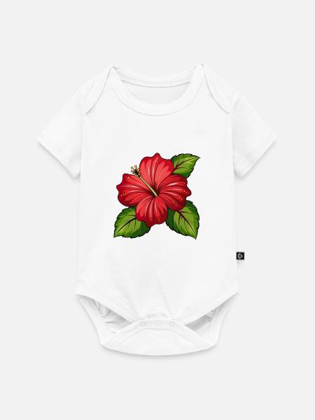 Hibiskusblüte - Baby Premium Kurzarmbody - Weiß