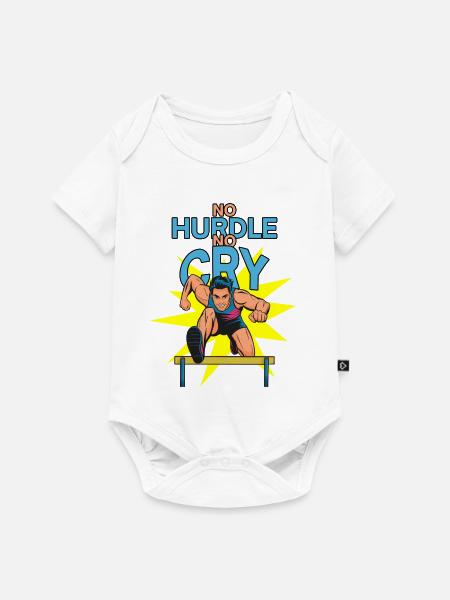 Hürdenlauf: No Hurdle No Cry - Baby Premium Kurzarmbody - Weiß