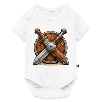 Bouclier et Épées Viking - Body à manches courtes Premium Bébé - blanc - Devant