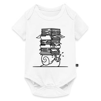 Plan de bureau de la pile de papier escargot - Body à manches courtes Premium Bébé - blanc - Devant