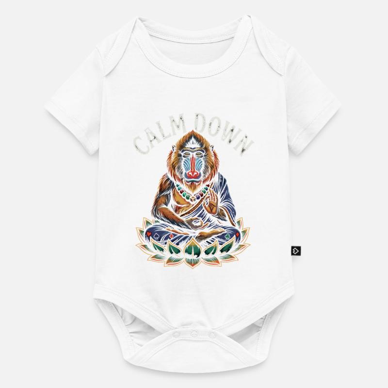 Calm Down Monkey Meditating Lotus - Baby Premium short-sleeve bodysuit - white