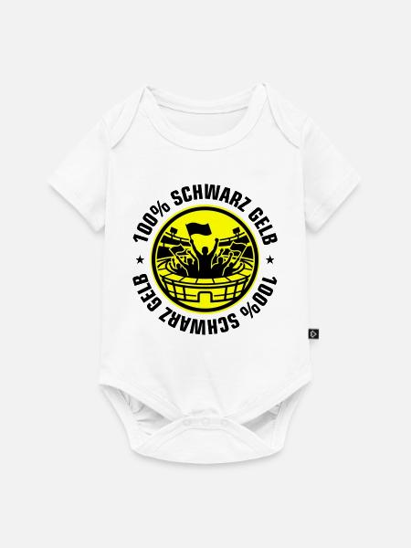 Schwarz Gelb Fans - Baby Premium Kurzarmbody - Weiß