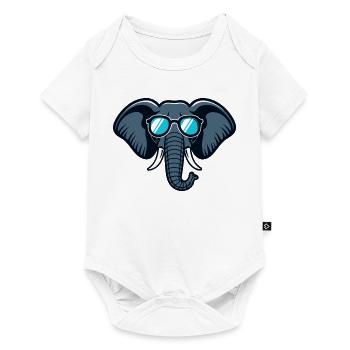 Éléphant lunettes rétro - Body à manches courtes Premium Bébé - blanc - Devant
