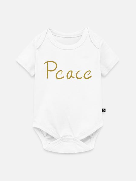 Frieden Goldschrift Pinsel - Baby Premium Kurzarmbody - Weiß