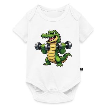 Crocodile Strength Training Cartoon - Baby Premium short-sleeve bodysuit - white - Front