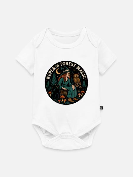 Waldzauber Waldhexe Patch - Baby Premium Kurzarmbody - Weiß